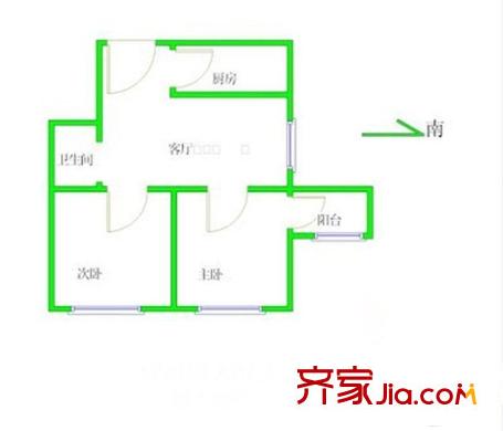 望京西园二区 2室 户型图