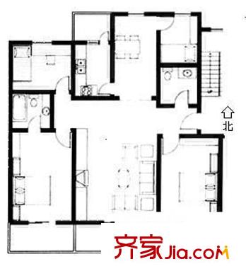 王府温馨公寓 4室 户型图