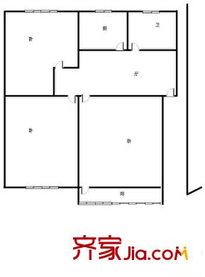 王府花园住宅户型图户型图 3室1厅1卫1厨