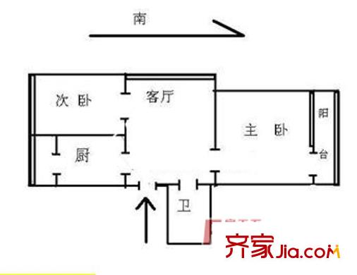 双桥小区户型图户型图 2室1厅1卫1厨