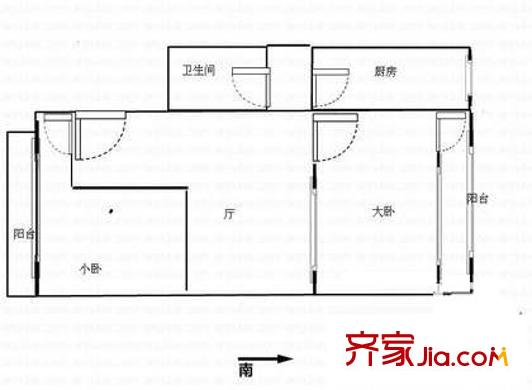 双桥小区户型图户型图 2室1厅1卫1厨