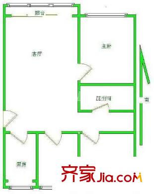 双桥中路10号院户型图户型图 3室1厅1卫1厨
