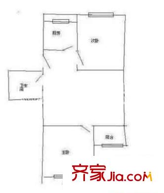 双桥中路10号院户型图户型图 2室1厅1卫1厨