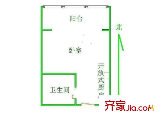 中湾国际公寓 1室 户型图