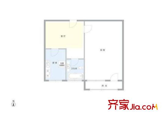 南沙滩小区 1室 户型图