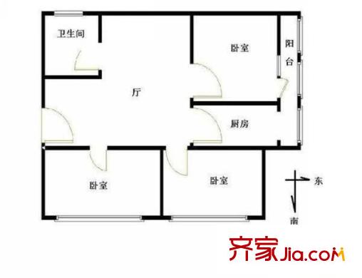 南沙滩小区 3室 户型图