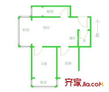 南沙滩小区 2室 户型图