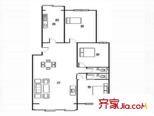 龙锦苑东一区 3室 户型图