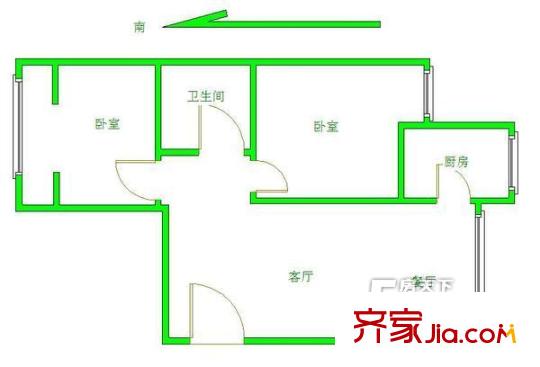 北花园小区2居 户型图