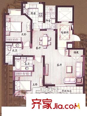 北花园小区2居 户型图