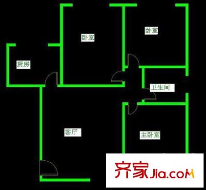 广渠门外大街户型图户型图 3室1厅1卫1厨