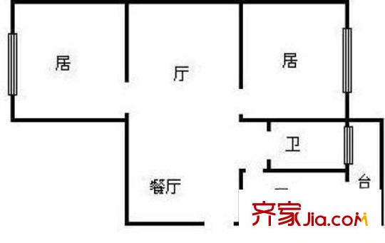 广渠门外大街户型图户型图 2室2厅1卫1厨