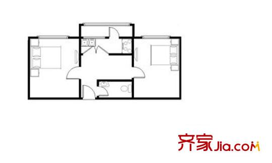 团结湖中路南三条户型图户型图 2室1厅1卫1厨