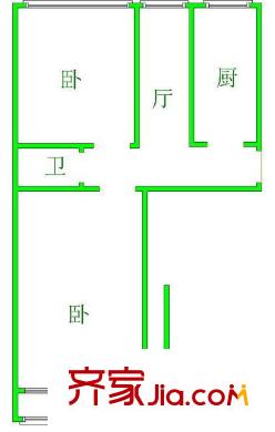 团结湖中路南三条户型图户型图 2室1厅1卫1厨