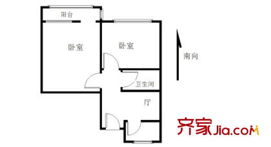西坝河中里户型图户型图 2室1厅1卫1厨