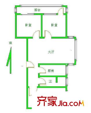 西坝河中里户型图户型图 3室1厅1卫1厨