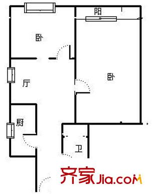 西坝河中里户型图户型图 2室1厅1卫1厨