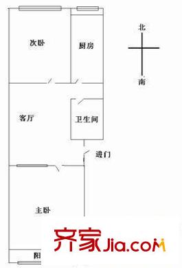新华街六里户型图户型图 2室1厅1卫1厨
