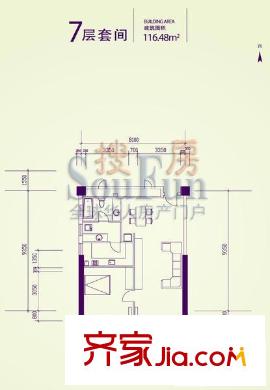 新金山户型图7层套间户型图 1室1厅1卫1厨