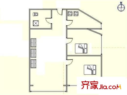 枫竹苑 2室 户型图