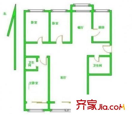 枫竹苑 3室 户型图