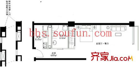 朝外MEN户型图户型图 1室1厅1卫1厨