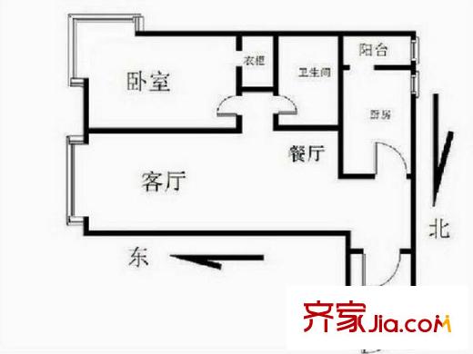 四方景园二区 1室 户型图