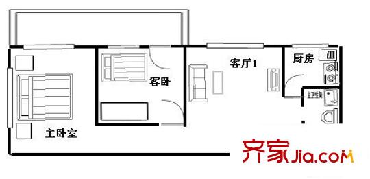 西罗园四区户型图户型图 2室1厅1卫1厨