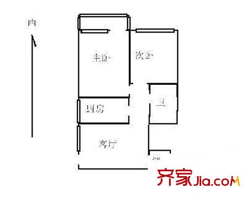 西罗园四区户型图户型图 2室1厅1卫1厨
