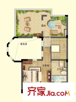 三盛國際海岸8-13、15-22#聯(lián)排C-三層戶型圖 1室1衛(wèi)