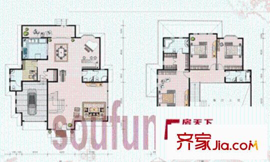 金盟山莊別墅戶型圖別墅 3室2廳2衛(wèi)