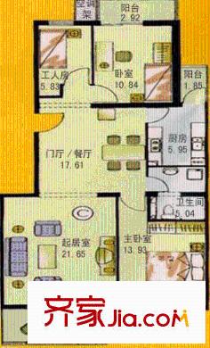 鑫宝苑户型图户型图 2室2厅1卫1厨