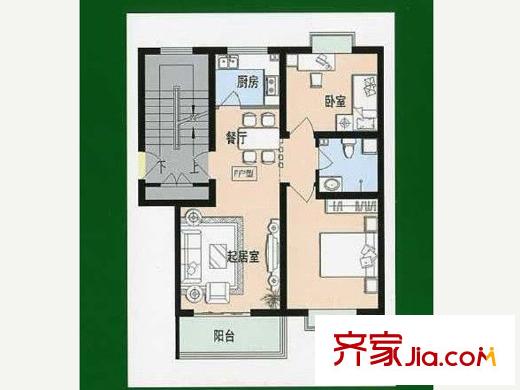 春江花苑戶型圖標(biāo)準(zhǔn)層F戶型 2室2廳1衛(wèi)1廚