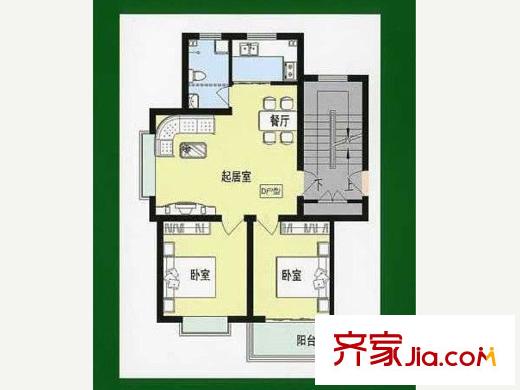 春江花苑戶型圖標(biāo)準(zhǔn)層D戶型 2室2廳1衛(wèi)1廚