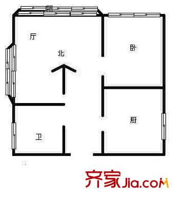 嘉园三里户型图户型图 1室1厅1卫1厨