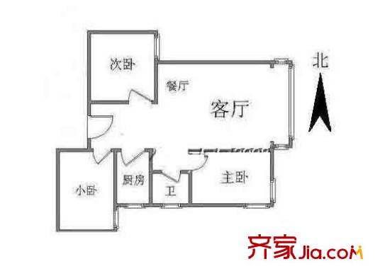 嘉园三里户型图户型图 3室1厅1卫1厨