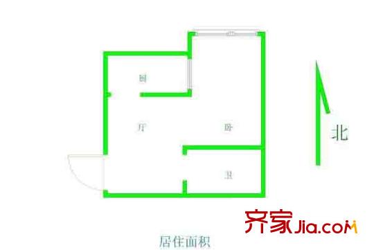 嘉园三里户型图户型图 1室1厅1卫1厨