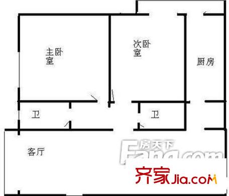 城市出品户型图户型图 2室2厅2卫1厨