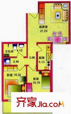 华芳园户型图2室户型图 2室1厅1卫1厨