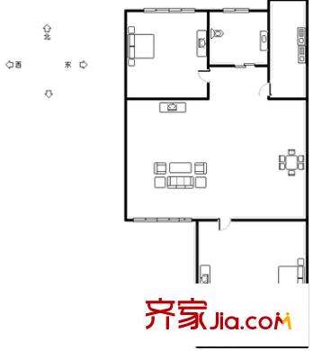 天泰定福苑 2室 户型图
