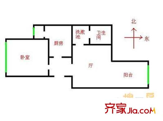 天泰定福苑 1室 户型图