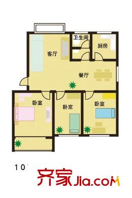 貴都花園戶型圖戶型圖 3室2廳1衛(wèi)1廚