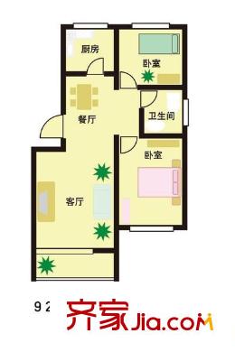 貴都花園戶型圖戶型圖 2室2廳1衛(wèi)1廚