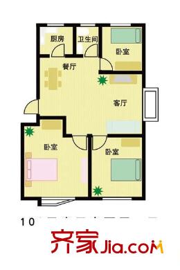 貴都花園戶型圖戶型圖 3室2廳1衛(wèi)1廚
