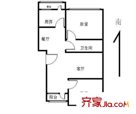 双花园南里二区户型图户型图 2室2厅1卫1厨
