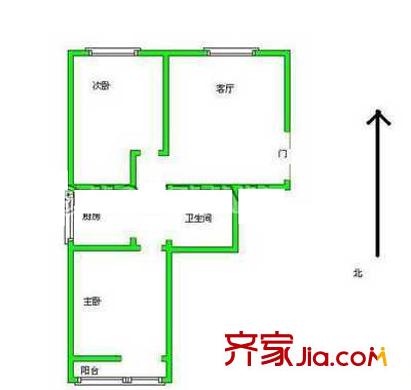 双花园南里二区户型图户型图 2室1厅1卫1厨