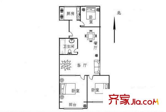 花虎沟9号院 3室 户型图