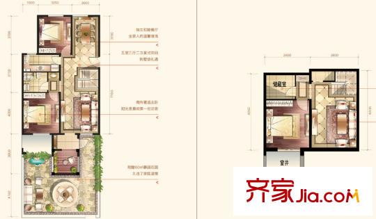 金隅花石匠跃层D2户型(售罄) 5室3厅2卫1厨