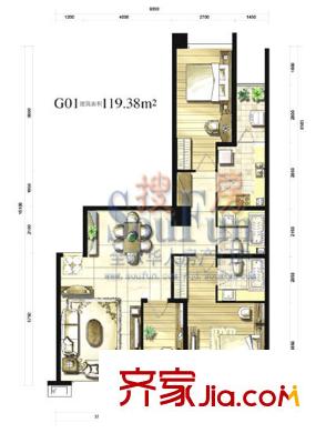 希爾景園戶型圖2室2廳1衛(wèi)