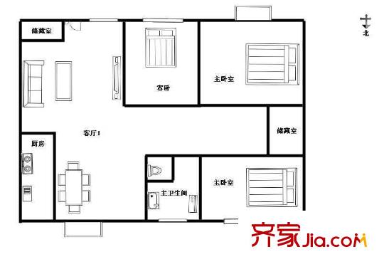 前泥洼户型图户型图 3室2厅1卫1厨